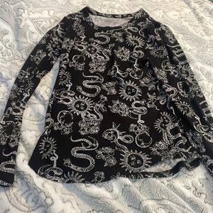 Black and white shirt with sun and moon print